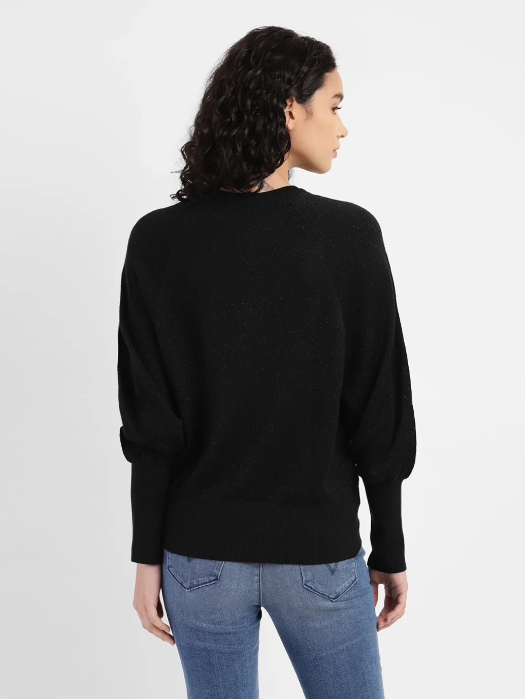 Women's Red loop Metallic Solid Sweater - Image 3