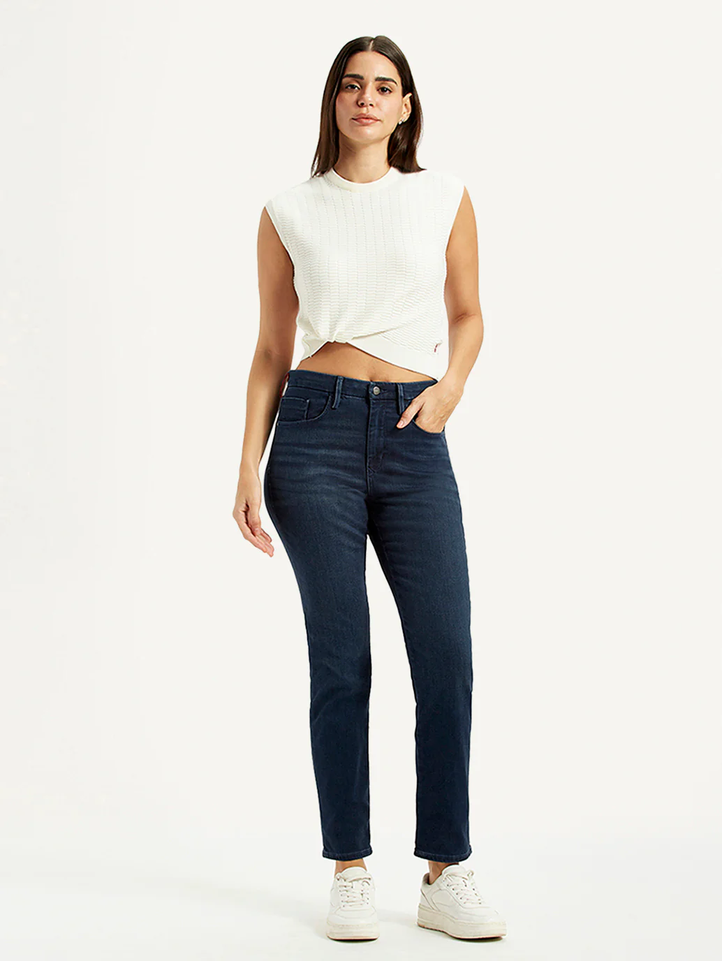 Women's Redloop 724 Dark Blue Slim Straight Fit High Rise Jeans