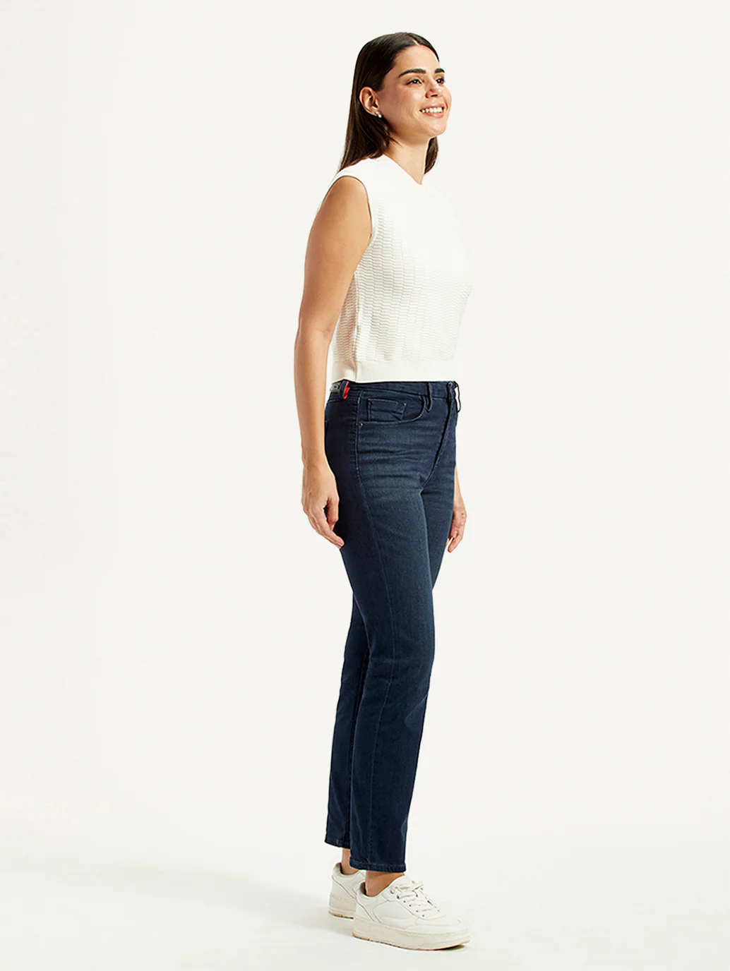 Women's Redloop 724 Dark Blue Slim Straight Fit High Rise Jeans - Image 6
