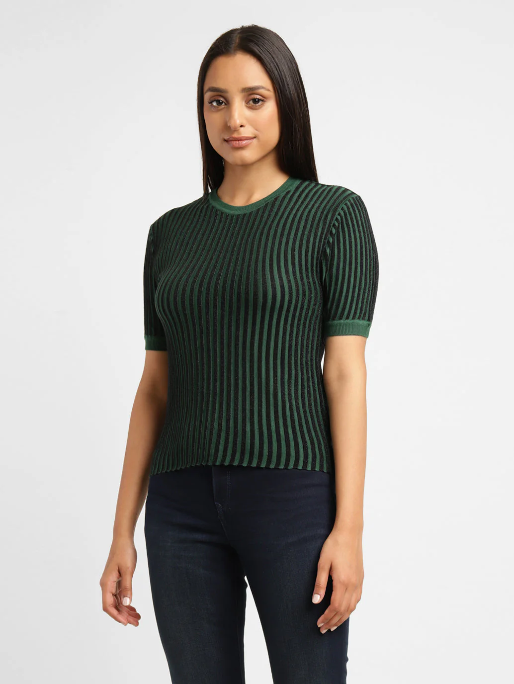 Women's Striped Round Neck Top - Image 2