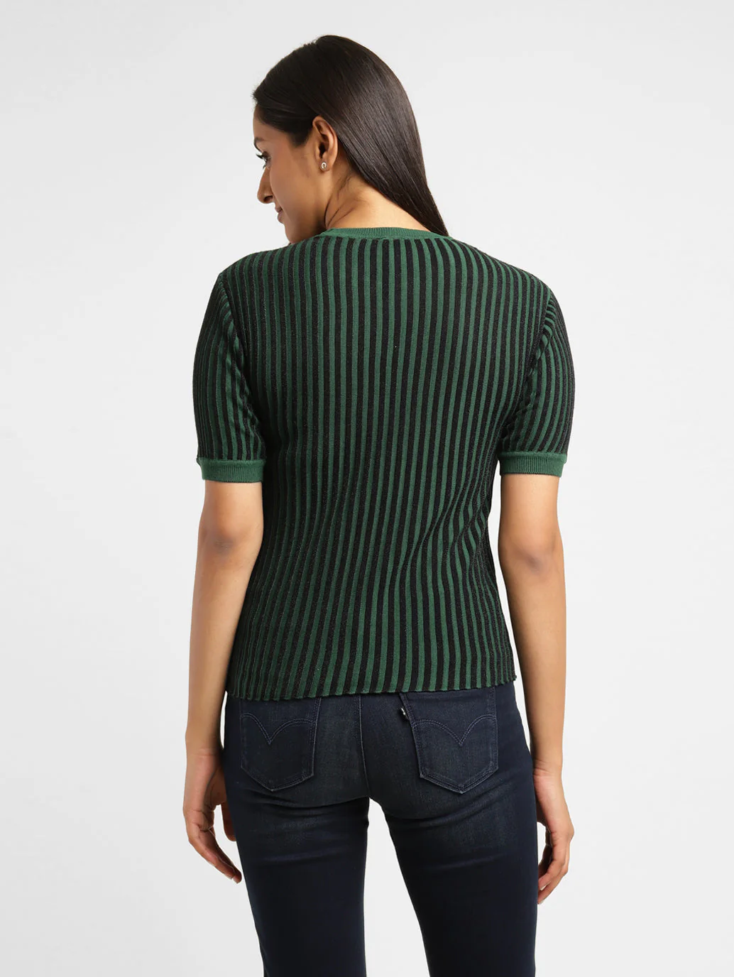 Women's Striped Round Neck Top - Image 3