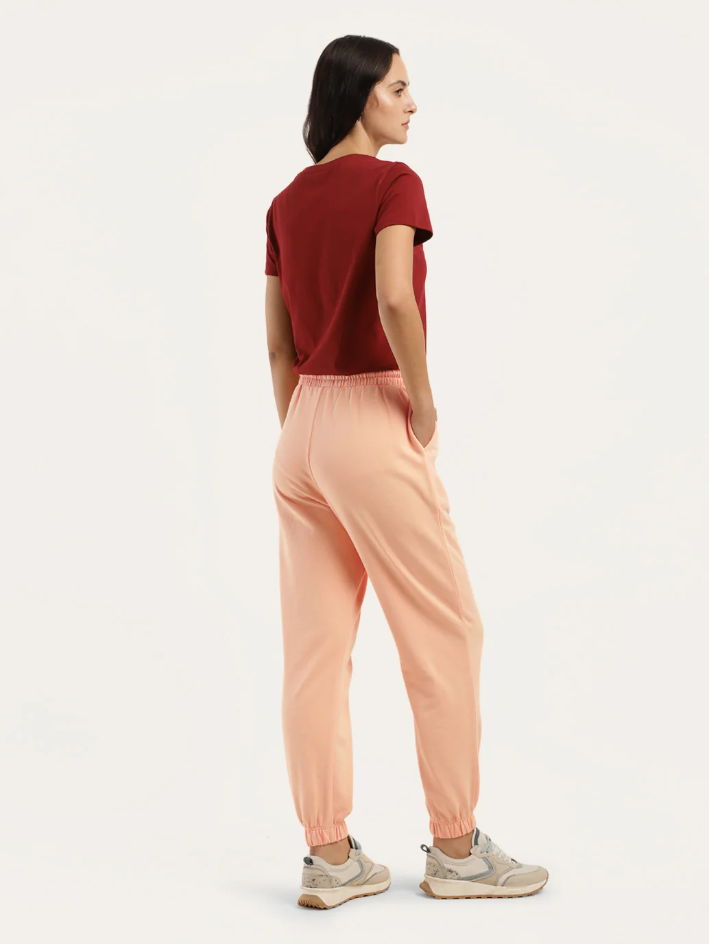 Women's Regular Fit Peach Joggers - Image 3