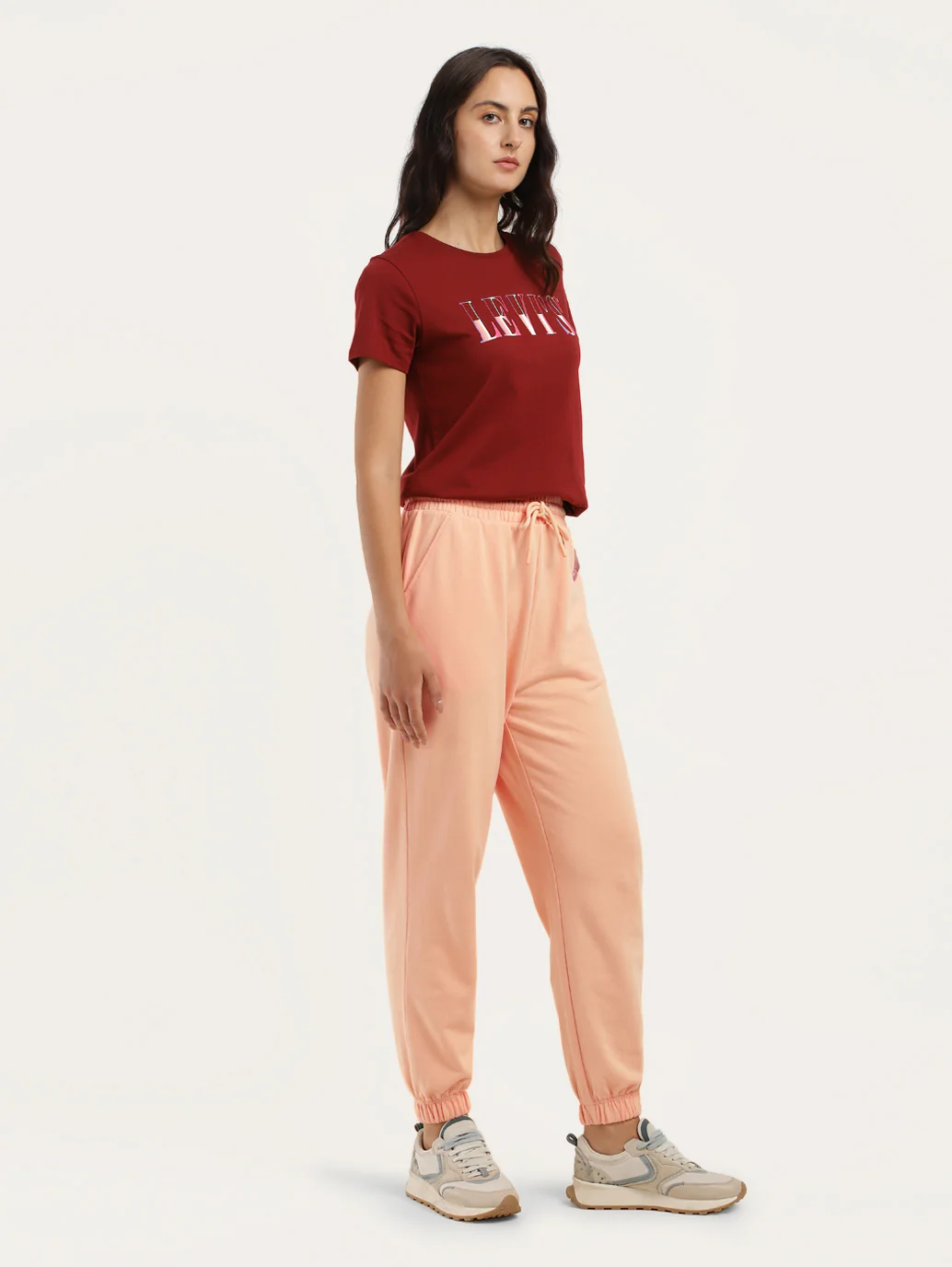 Women's Regular Fit Peach Joggers - Image 4