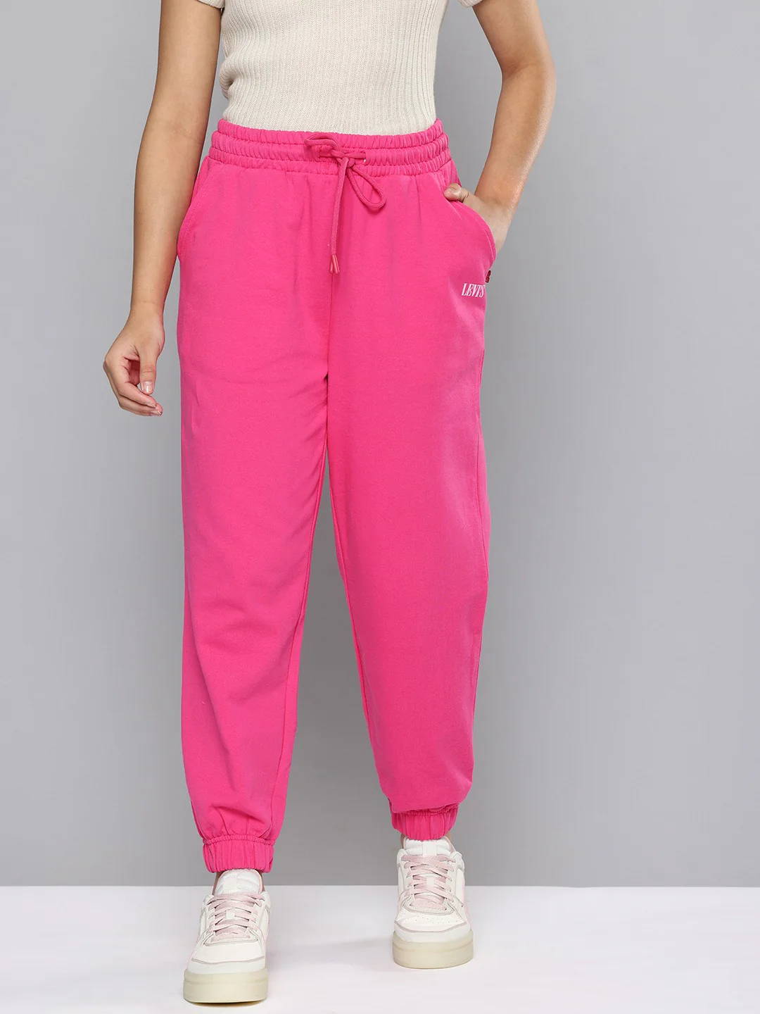 Women's Regular Fit Pink Joggers - Image 2