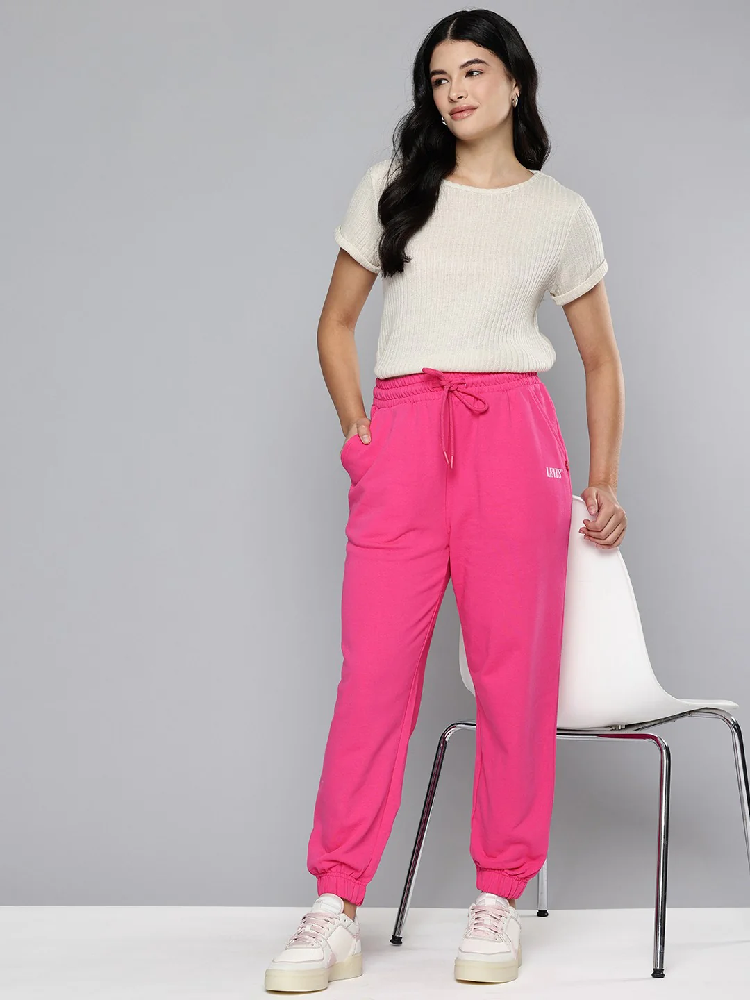 Women's Regular Fit Pink Joggers - Image 4