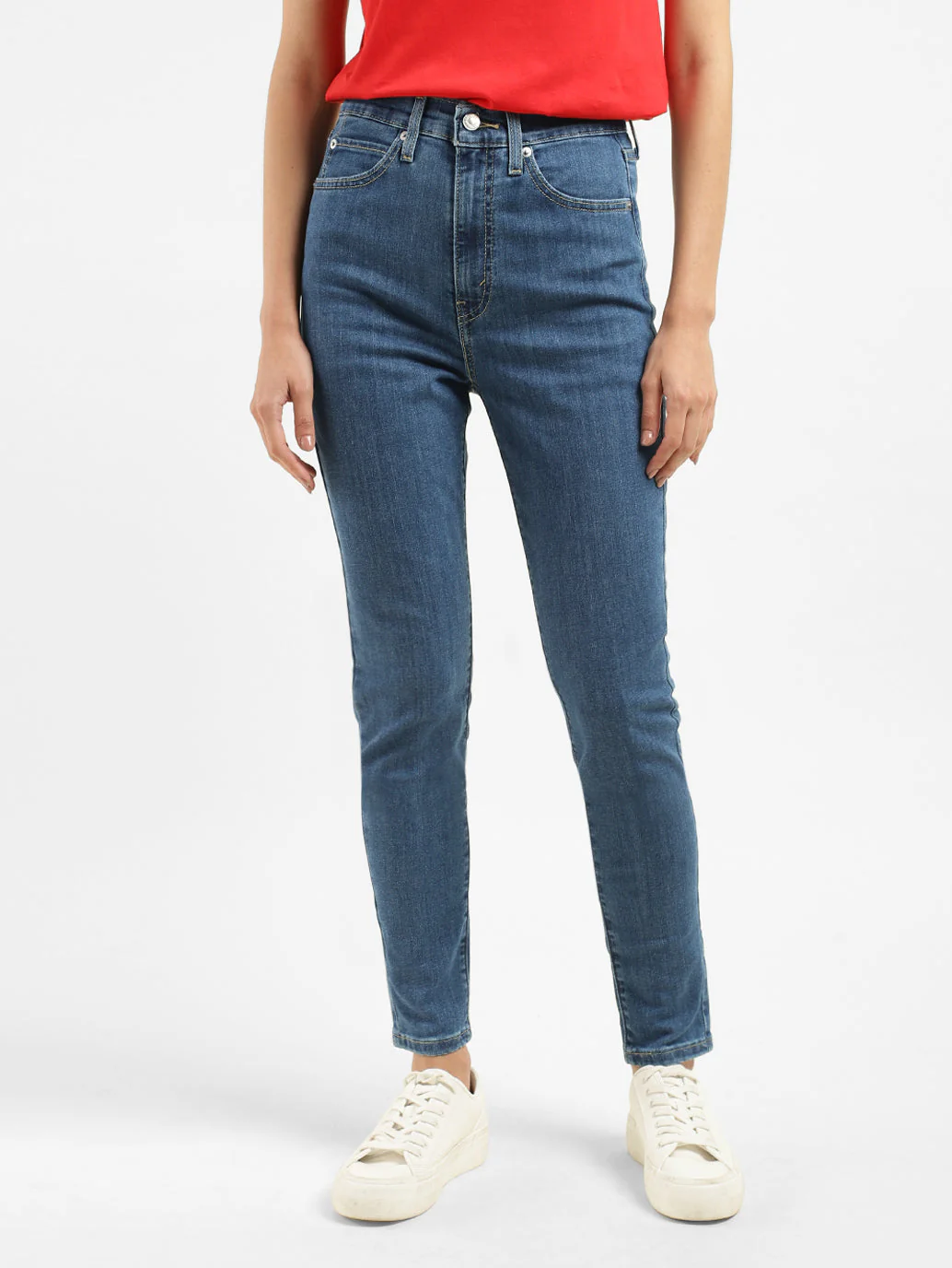 Women's Blue Skinny Fit High Rise Jeans - Image 2