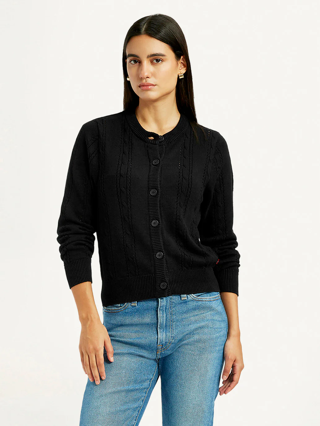 Women's Self Design Black Round Neck Sweater - Image 5