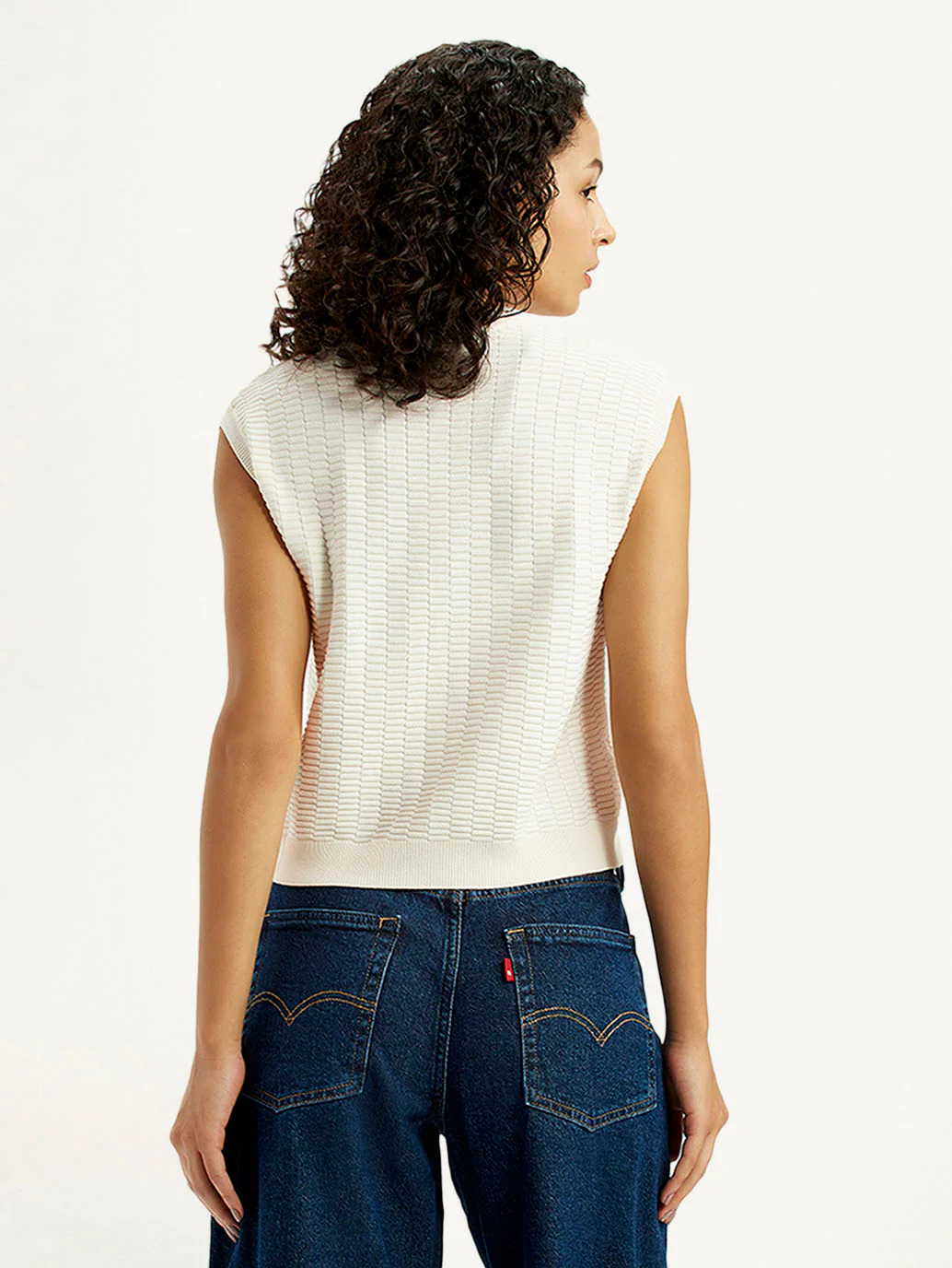 Women's Self Design Off White Crew Neck Top - Image 2