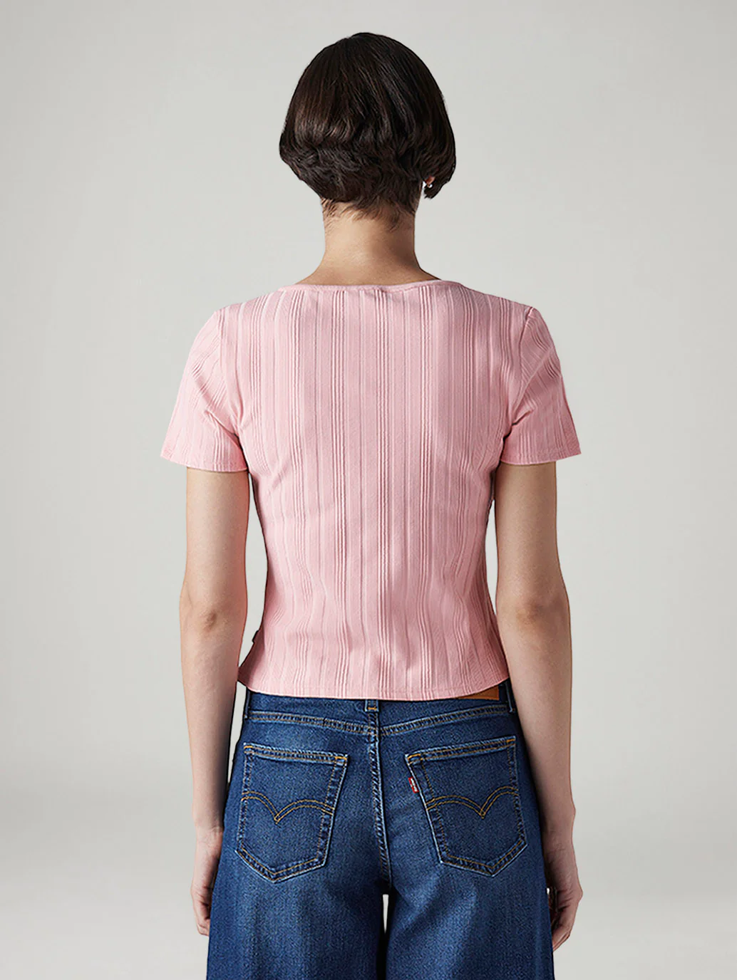 Women's Self Design Pink Round Neck Top - Image 3