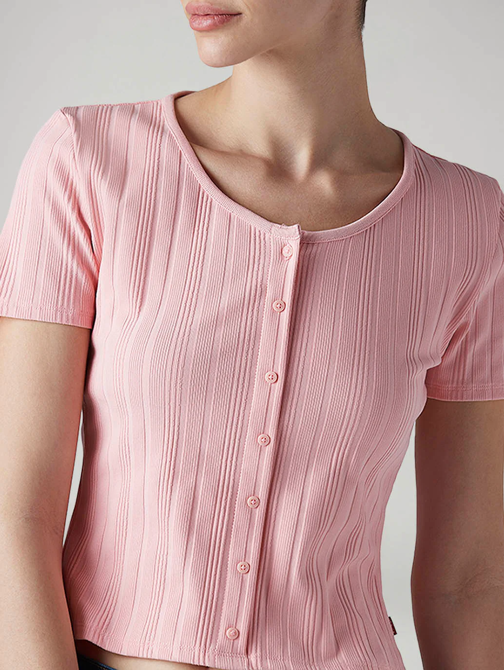 Women's Self Design Pink Round Neck Top - Image 4