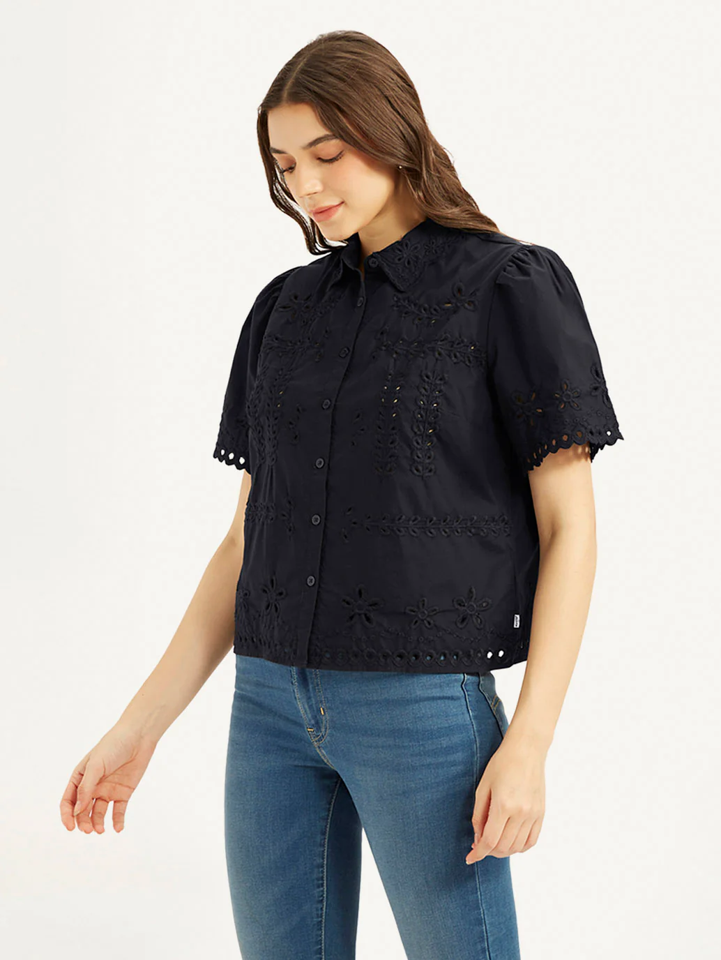 Women's Self Design Spread Collar Shirt - Image 5