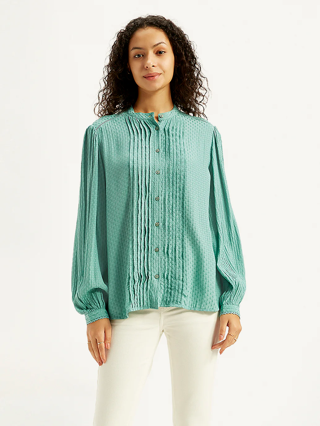 Women's Self Design Band Neck Top - Image 3
