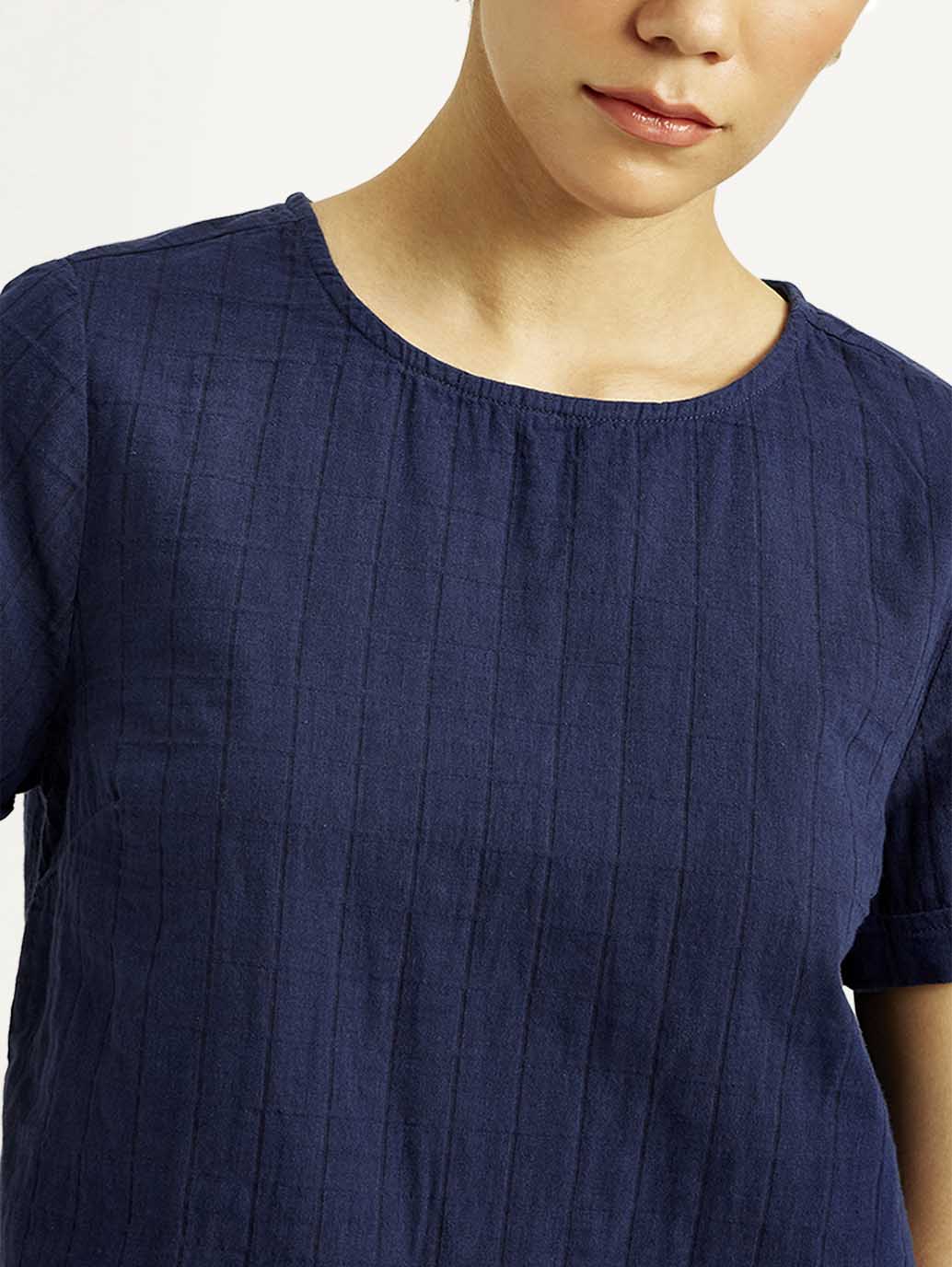 Women's Self Navy Round Neck Top - Image 4