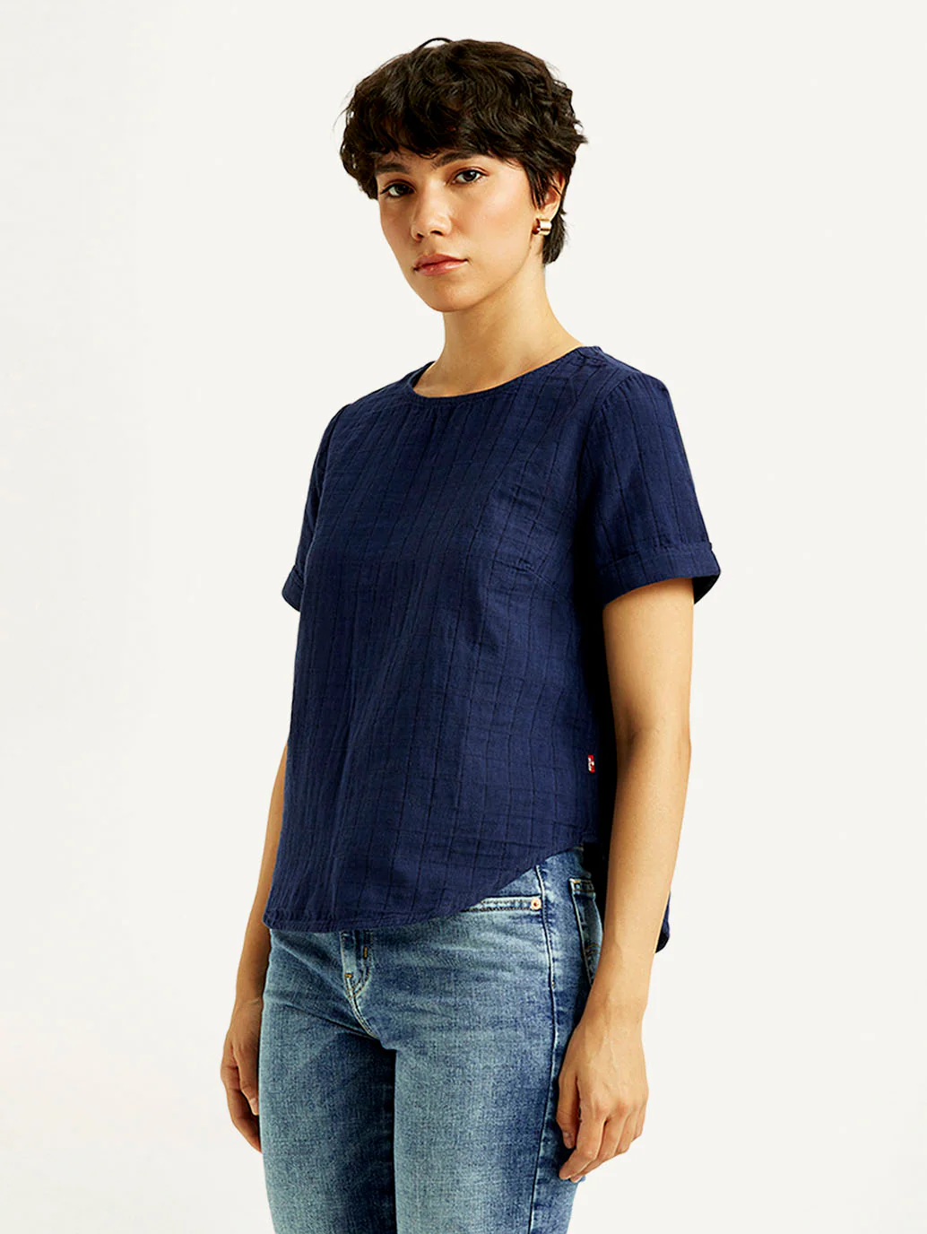 Women's Self Navy Round Neck Top - Image 5