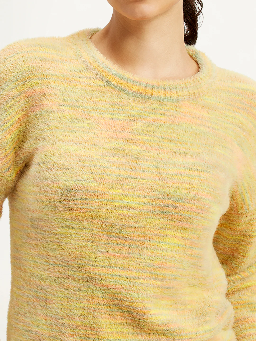 Women's Self Pattern Yellow Crew Neck Sweater - Image 4