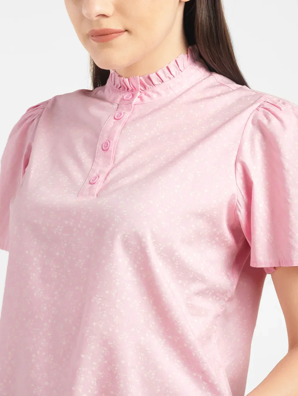 Women's Self Pink Band Neck Top - Image 5