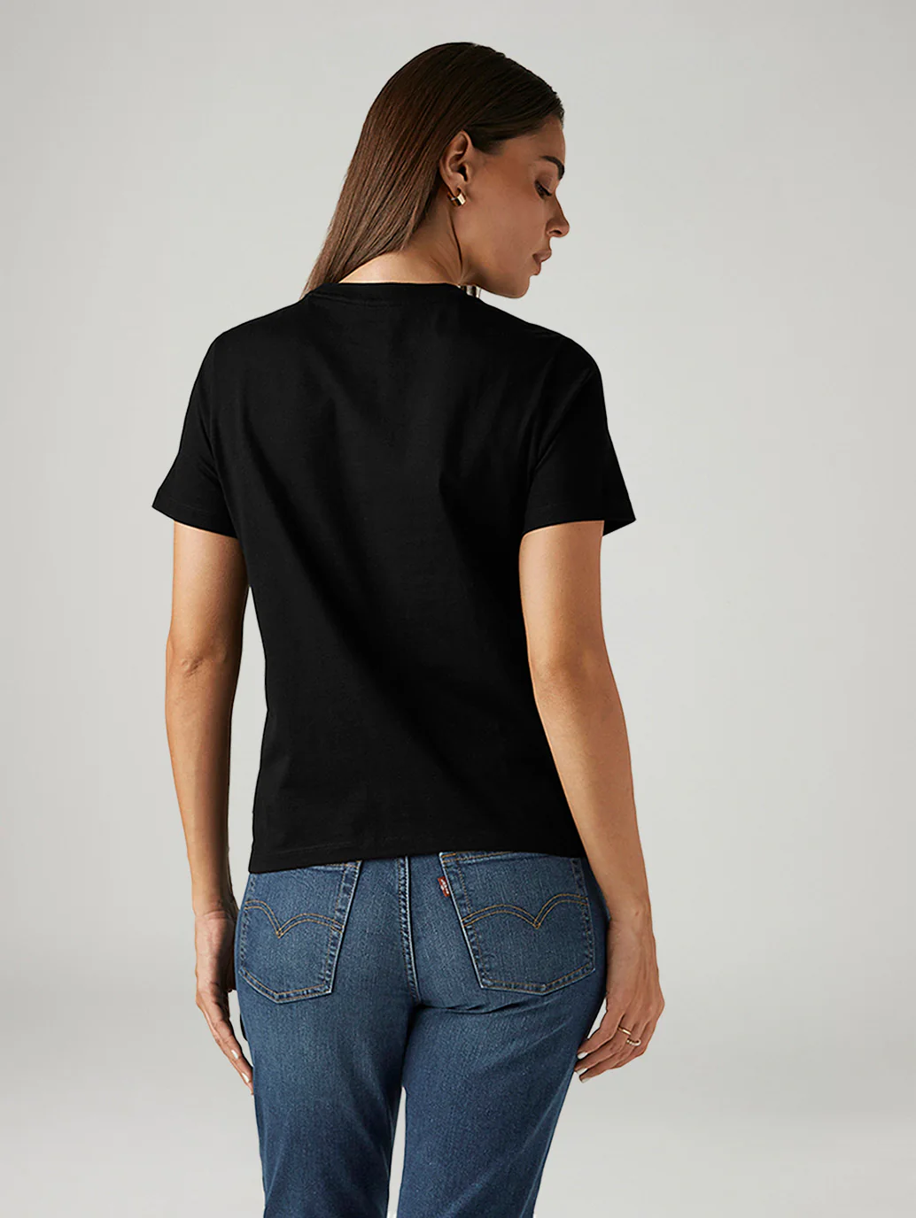 Women's Solid Black Crew Neck T-shirt - Image 3