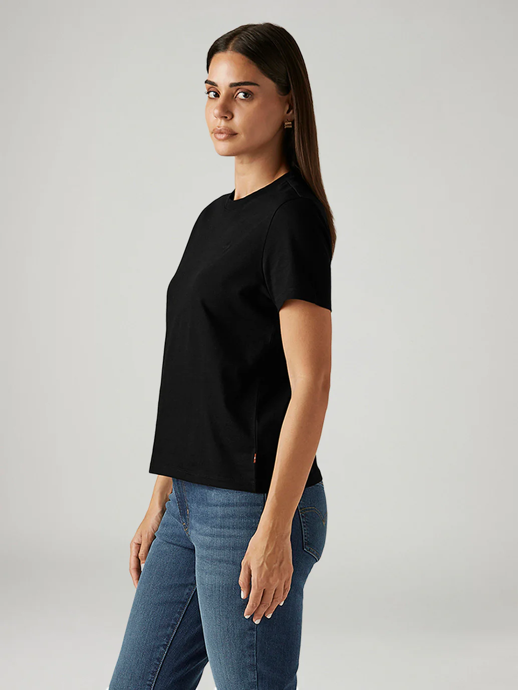 Women's Solid Black Crew Neck T-shirt - Image 5