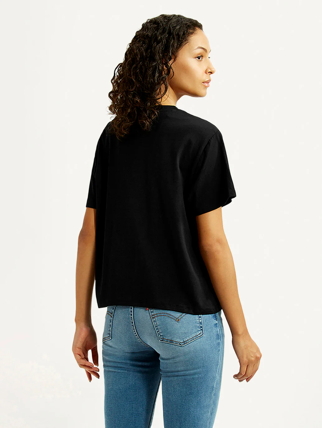 Women's Solid Black Relaxed Fit T-shirt - Image 3