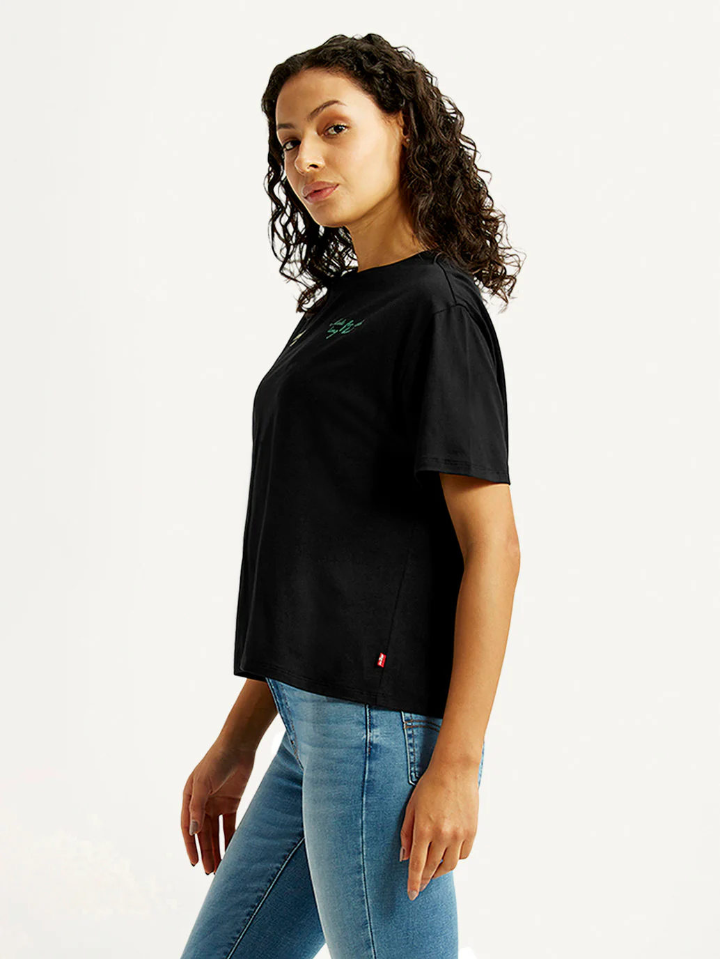 Women's Solid Black Relaxed Fit T-shirt - Image 5
