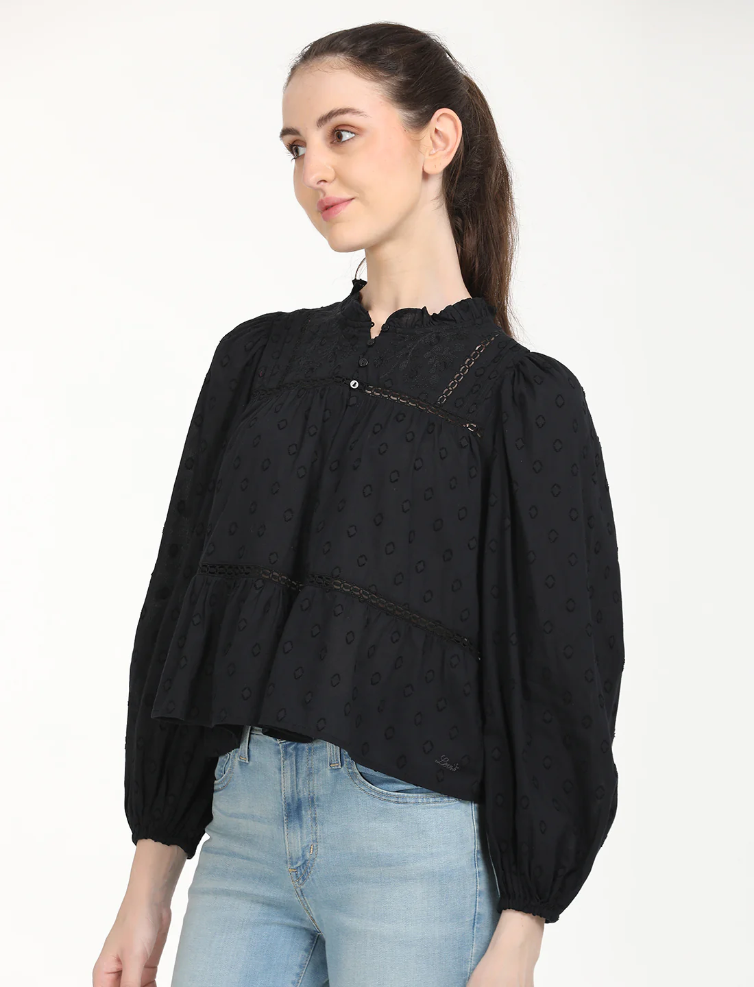 Women's Textured Black Top - Image 2