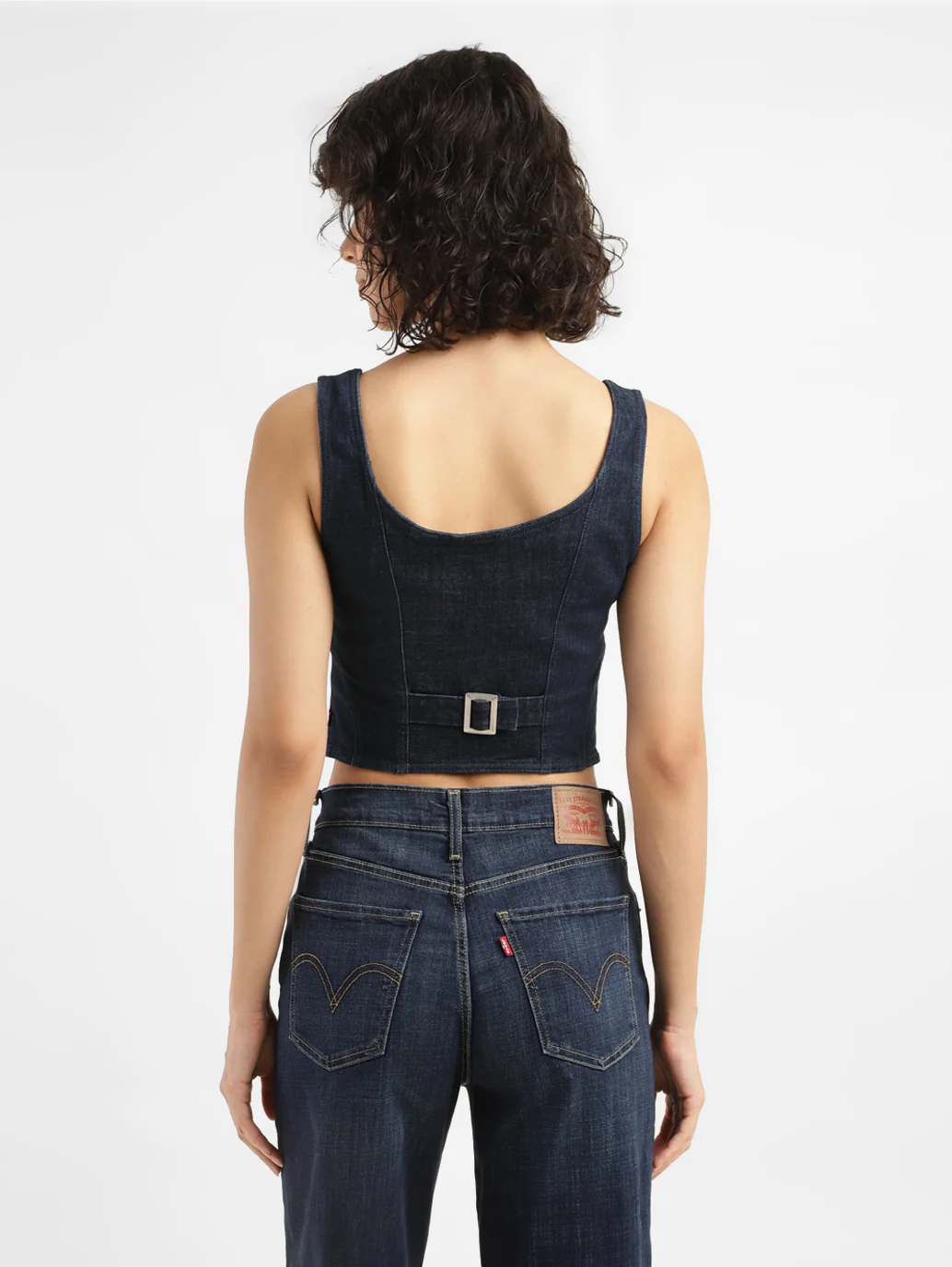 Women's Solid Blue Corset Top - Image 3