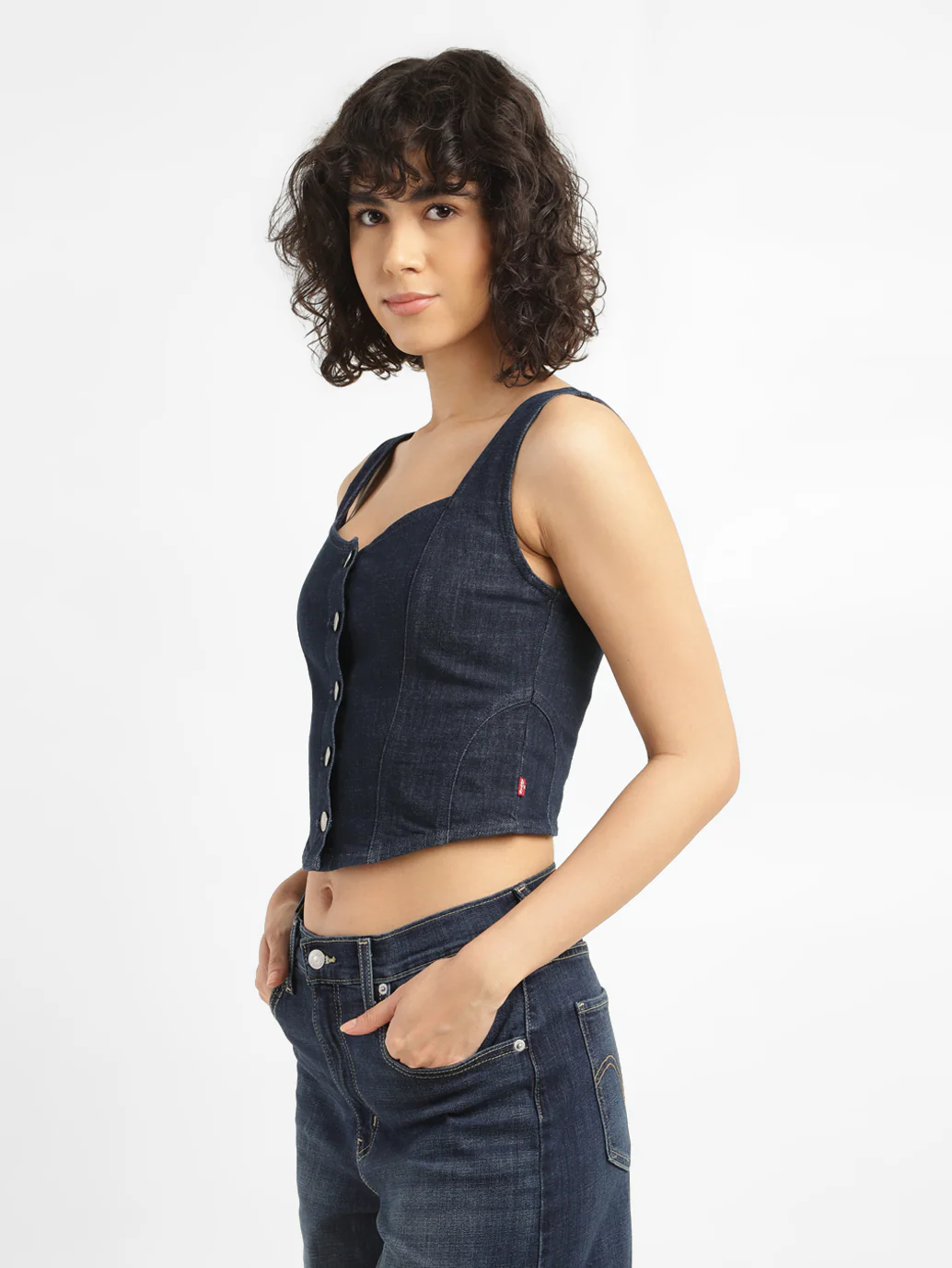 Women's Solid Blue Corset Top - Image 4