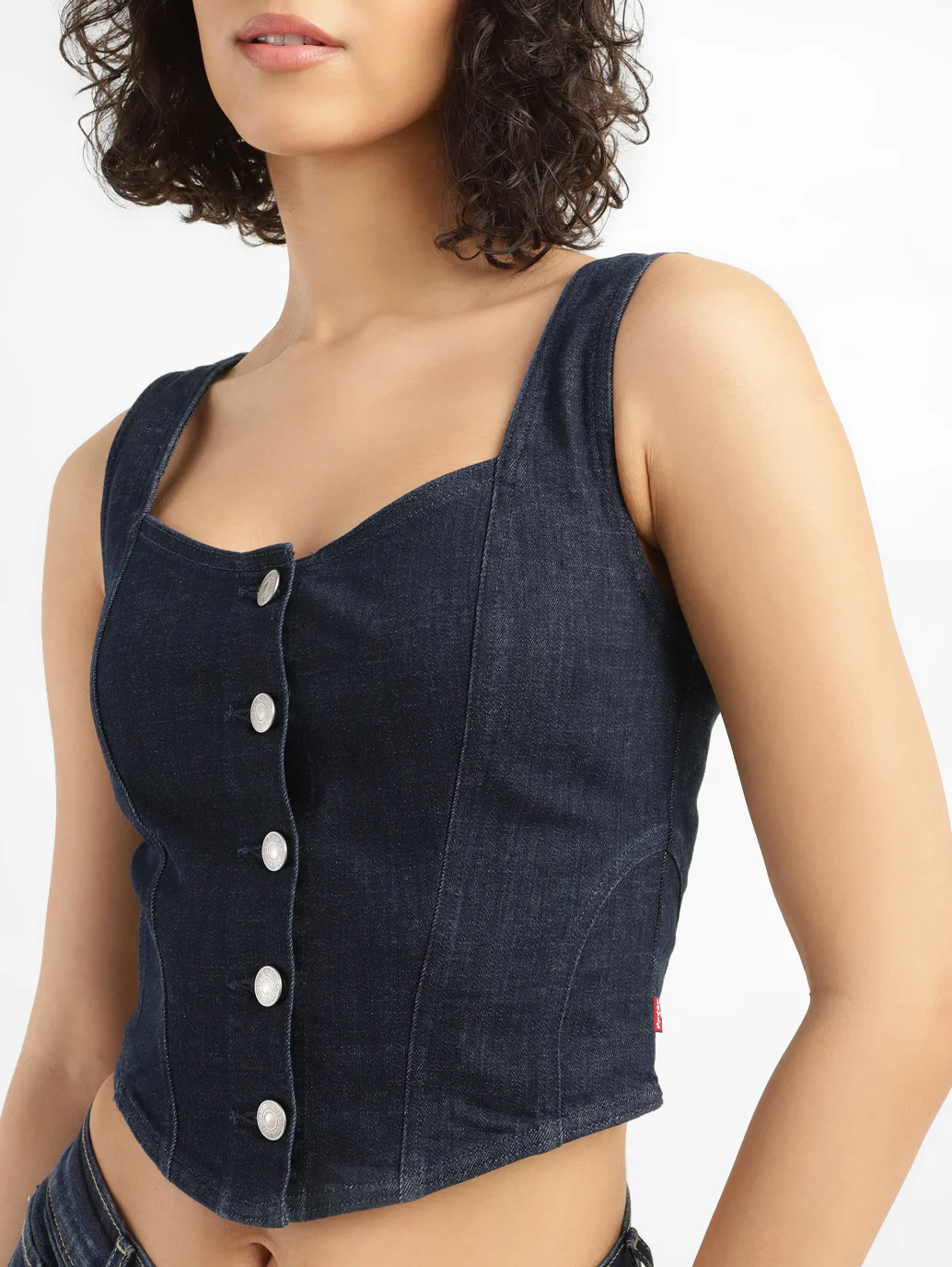 Women's Solid Blue Corset Top - Image 5