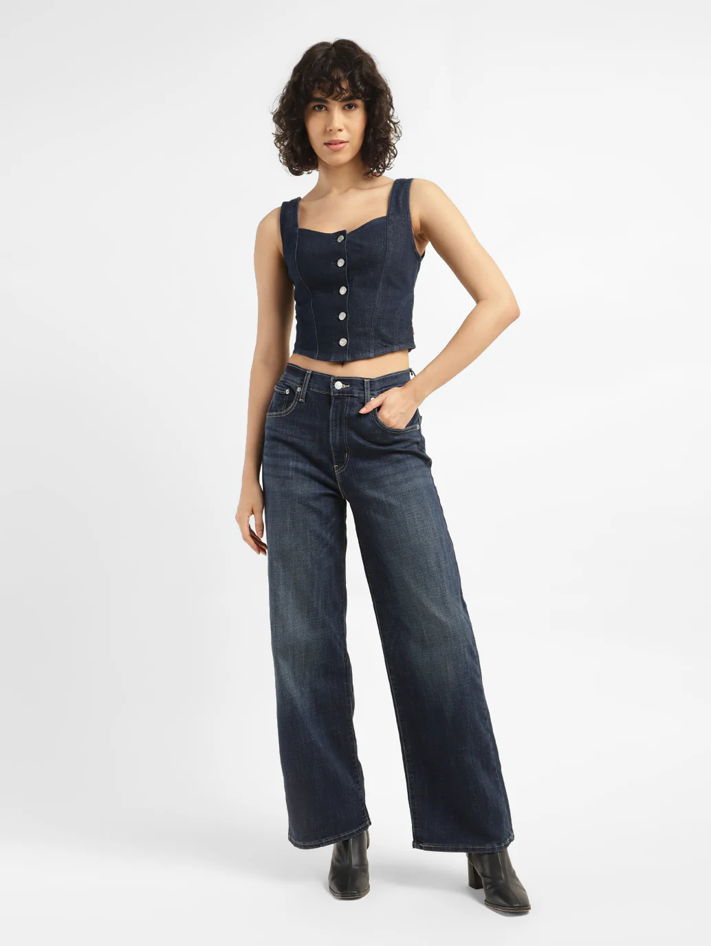 Women's Solid Blue Corset Top - Image 6
