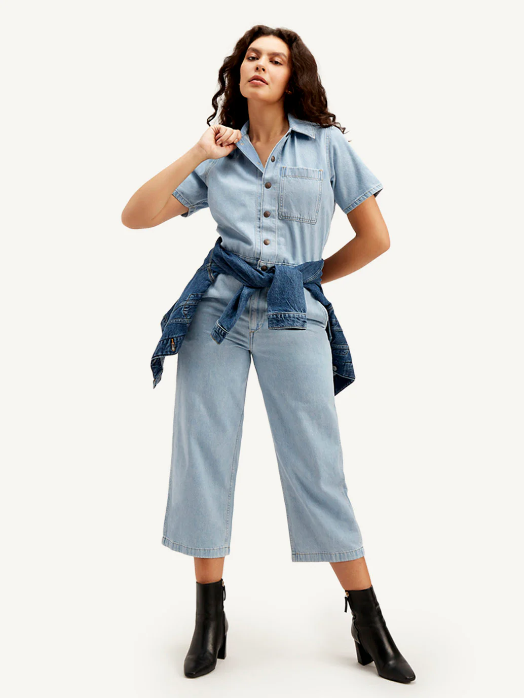 Women's Light Blue Solid Jumpsuit - Image 2