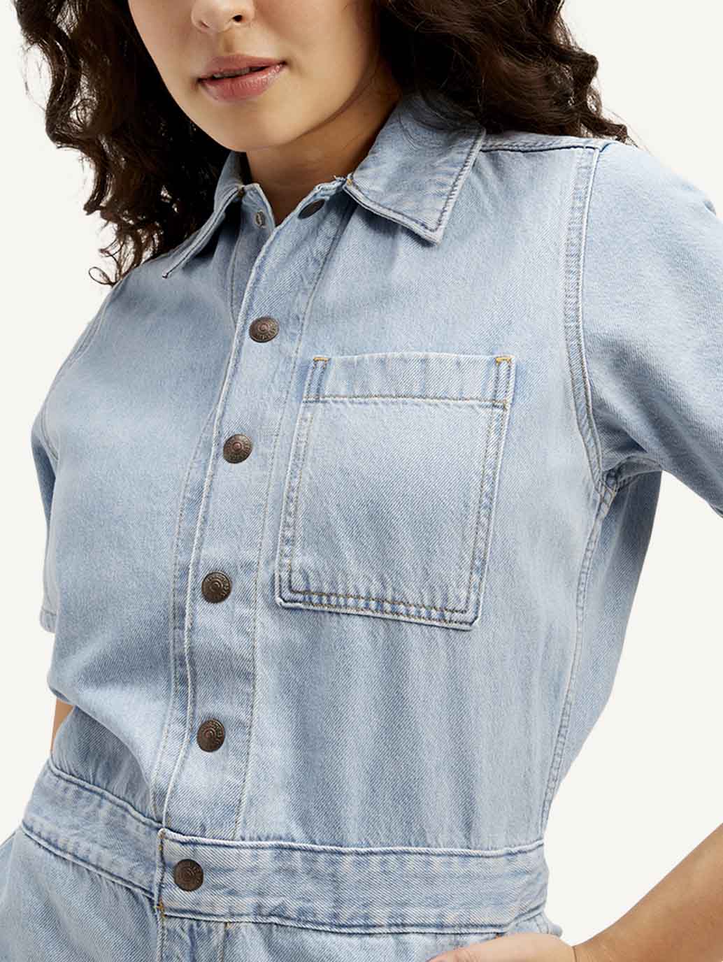 Women's Light Blue Solid Jumpsuit - Image 6
