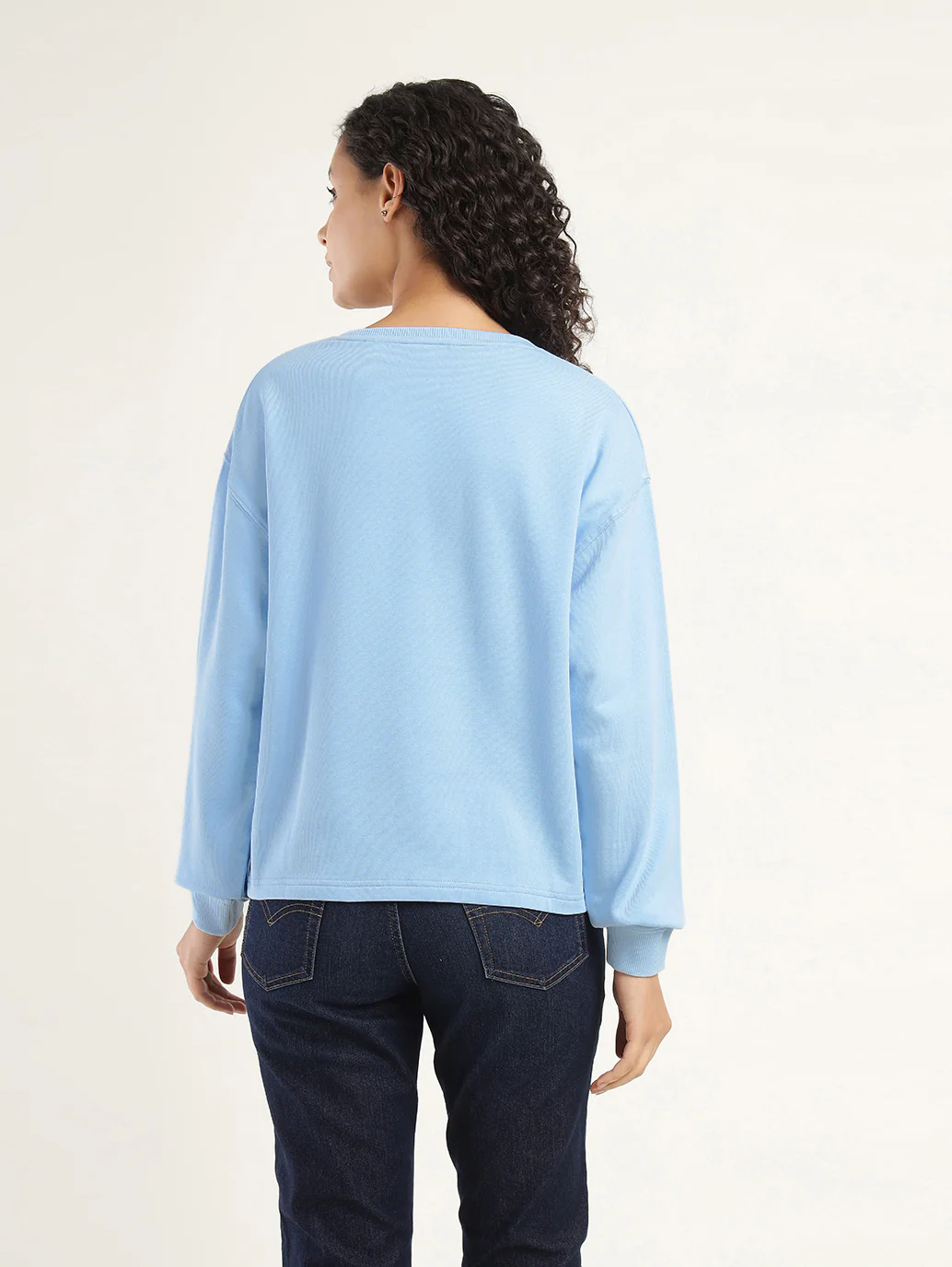 Women's Graphic Blue Crew Neck Sweatshirt - Image 3
