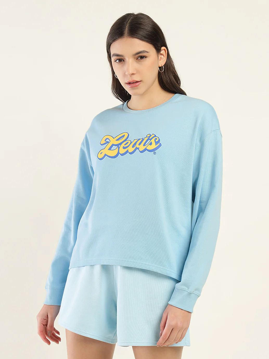 Women's Brand Logo Blue Crew Neck Sweatshirt - Image 2