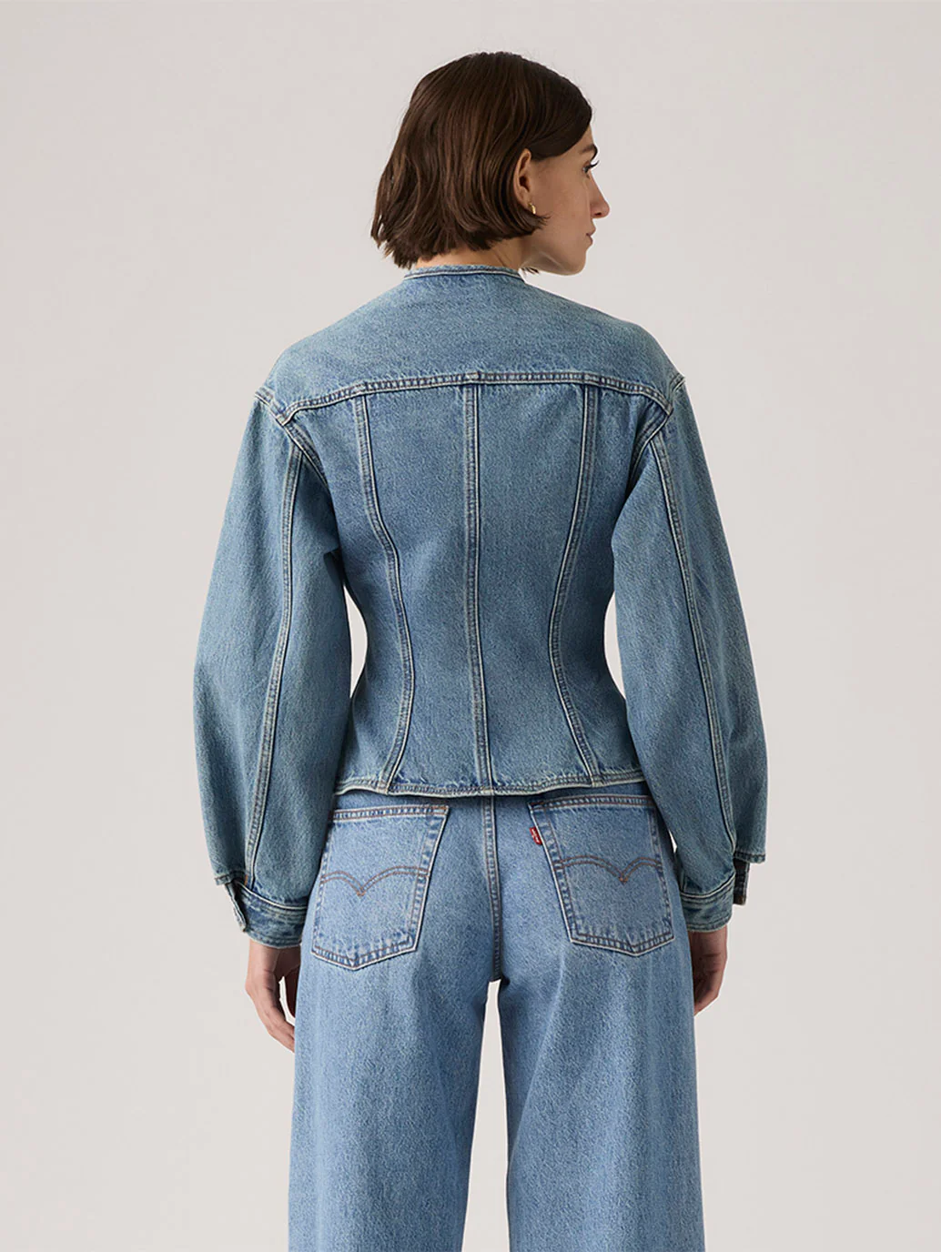 Women's Solid Blue Denim Jacket - Image 2
