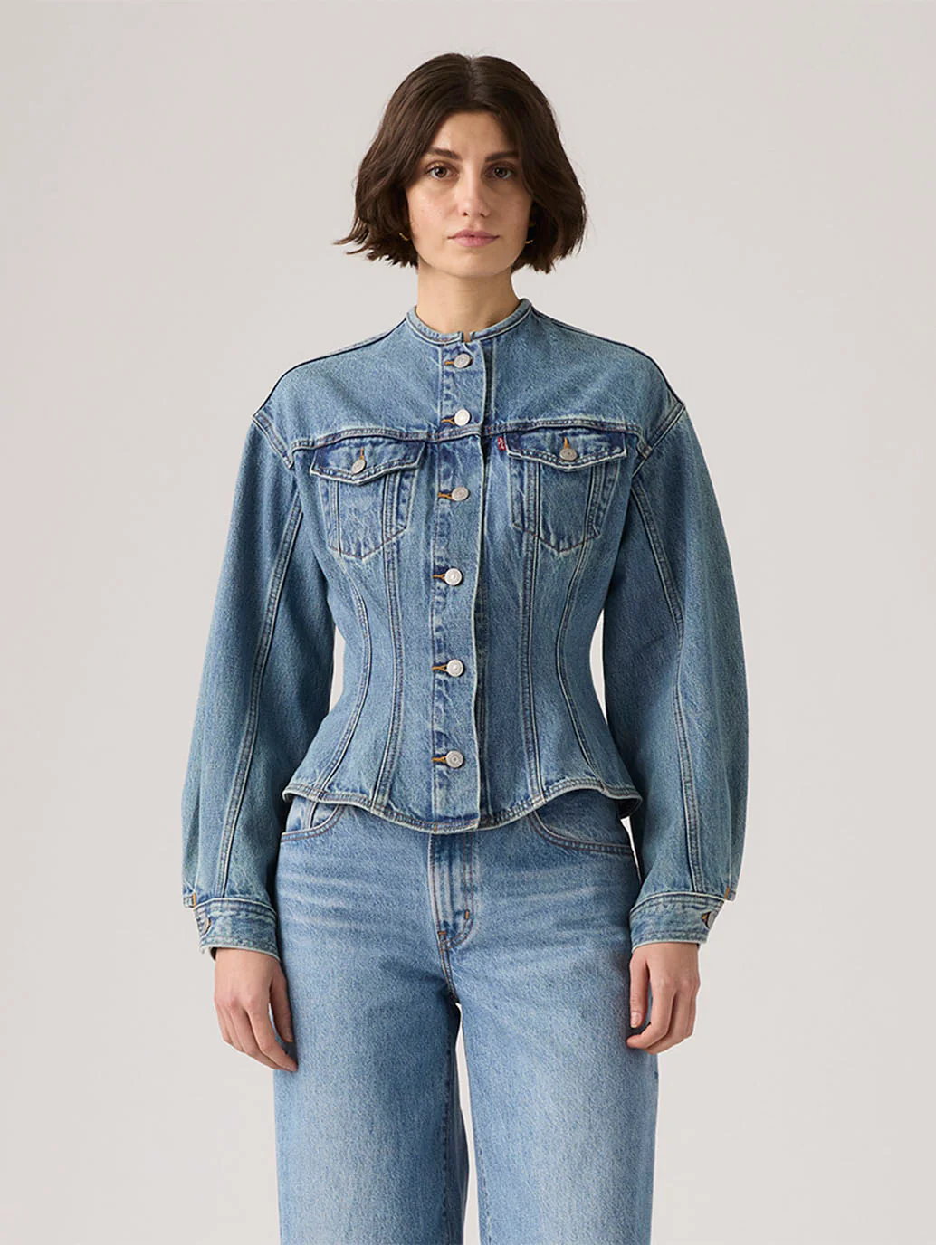Women's Solid Blue Denim Jacket - Image 3