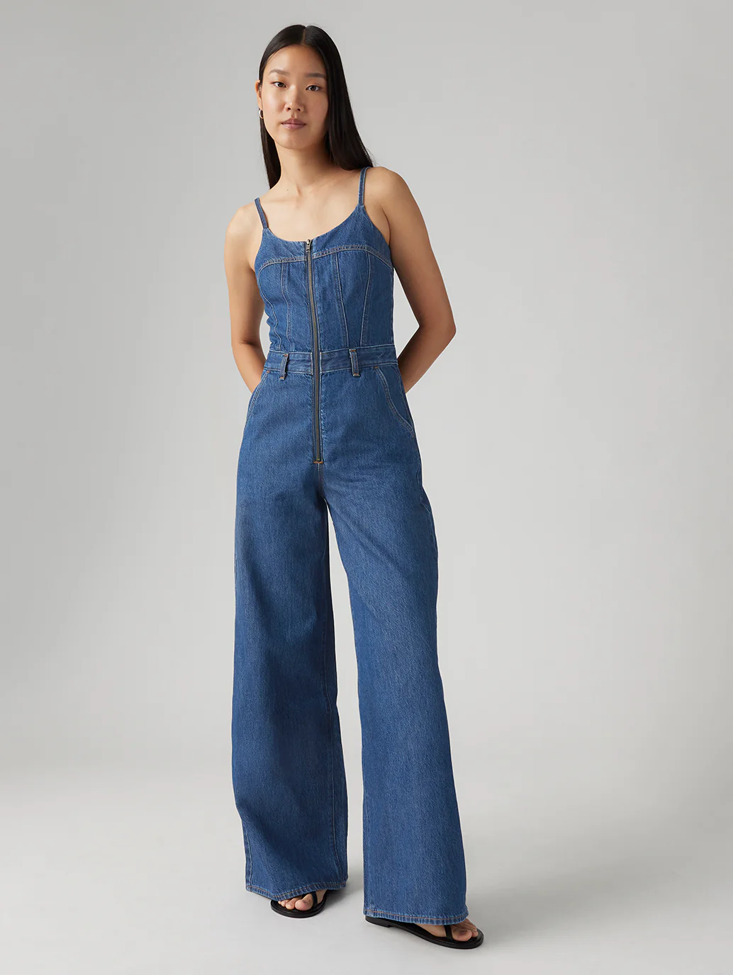 Women's Solid Blue Jumpsuit - Image 2