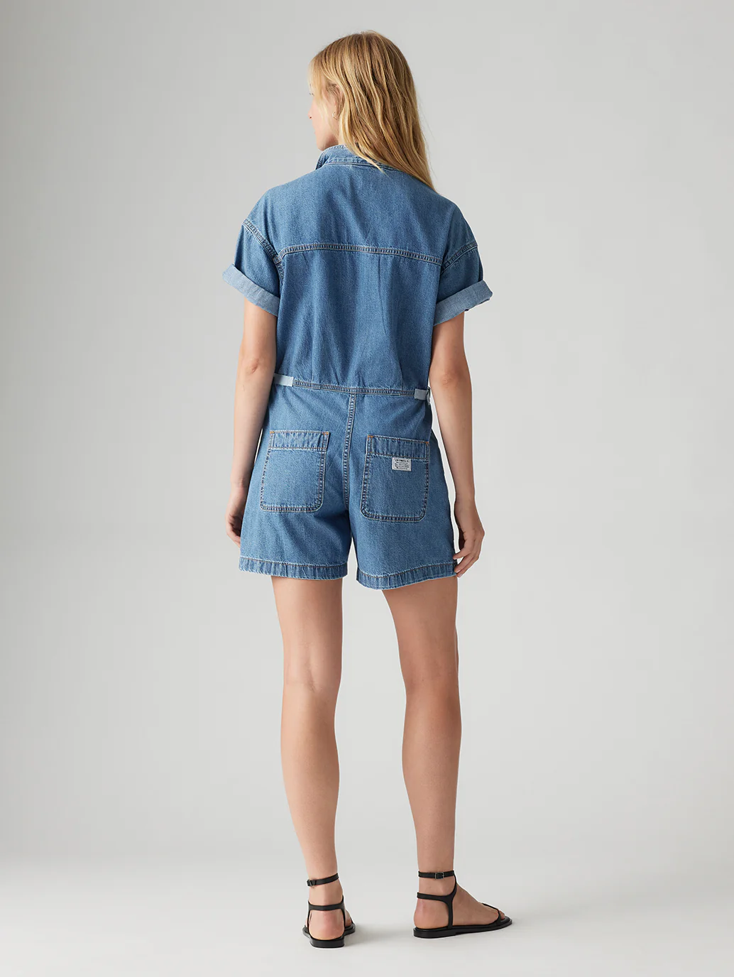 Women's Solid Blue Relaxed Fit Playsuit - Image 4