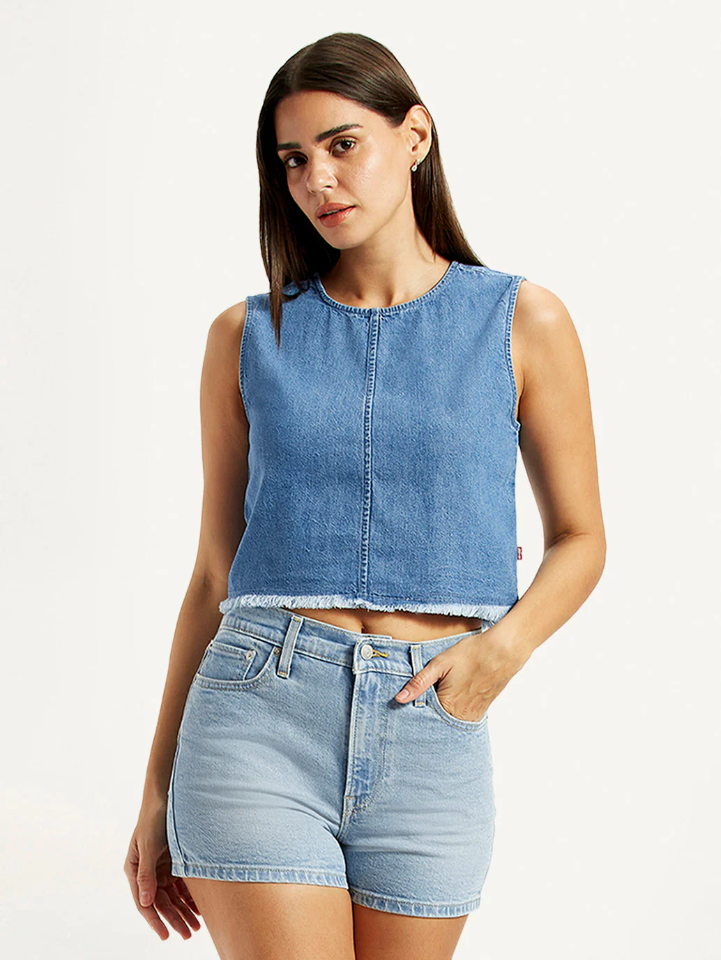 Women's Solid Blue Round Neck Top