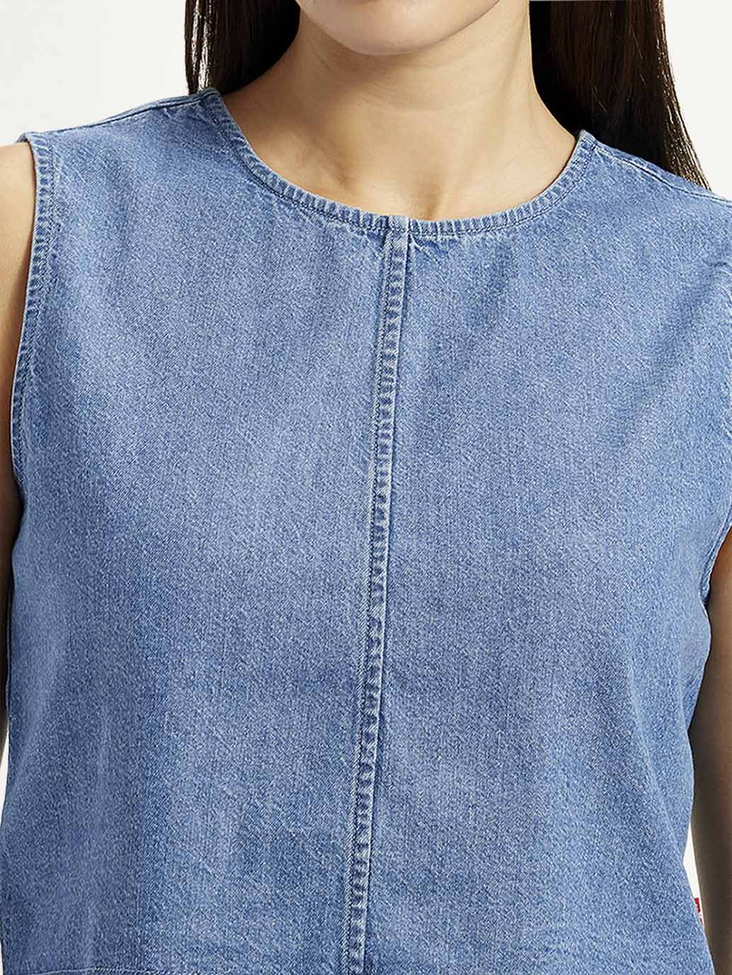 Women's Solid Blue Round Neck Top - Image 5