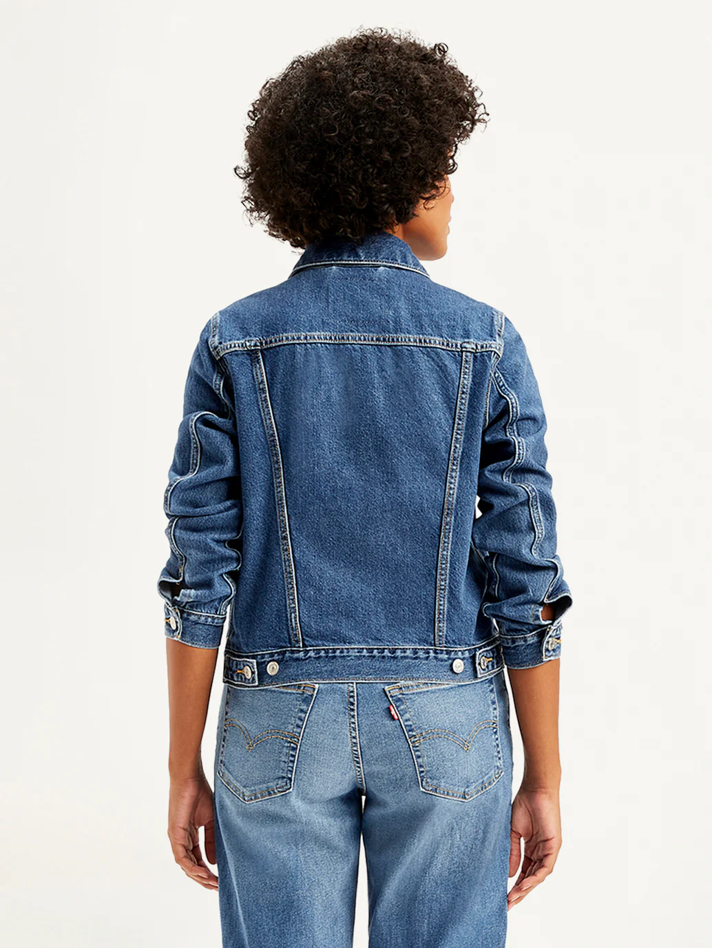 Women's Solid Blue Spread Collar Denim Jacket - Image 3