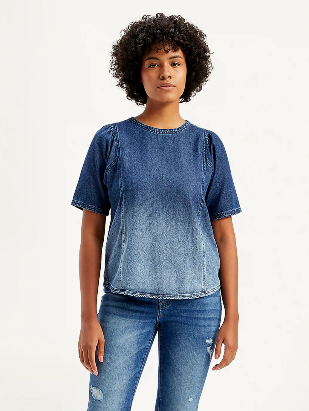 Women's Printed Blue Top - Image 2