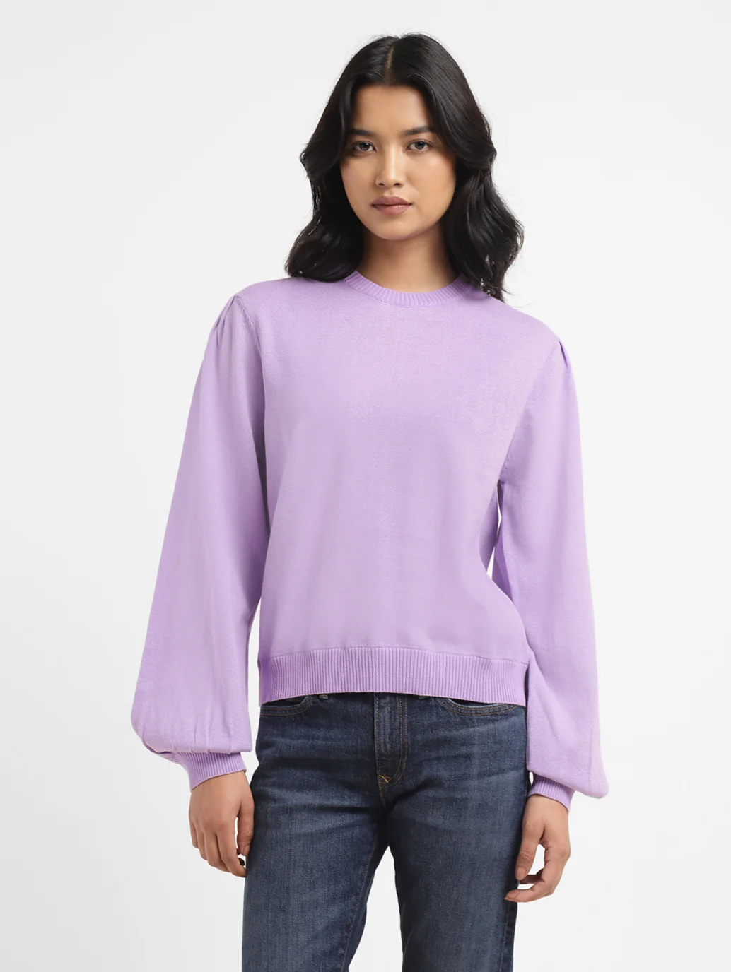 Women's Solid Crew Neck Sweater - Image 2