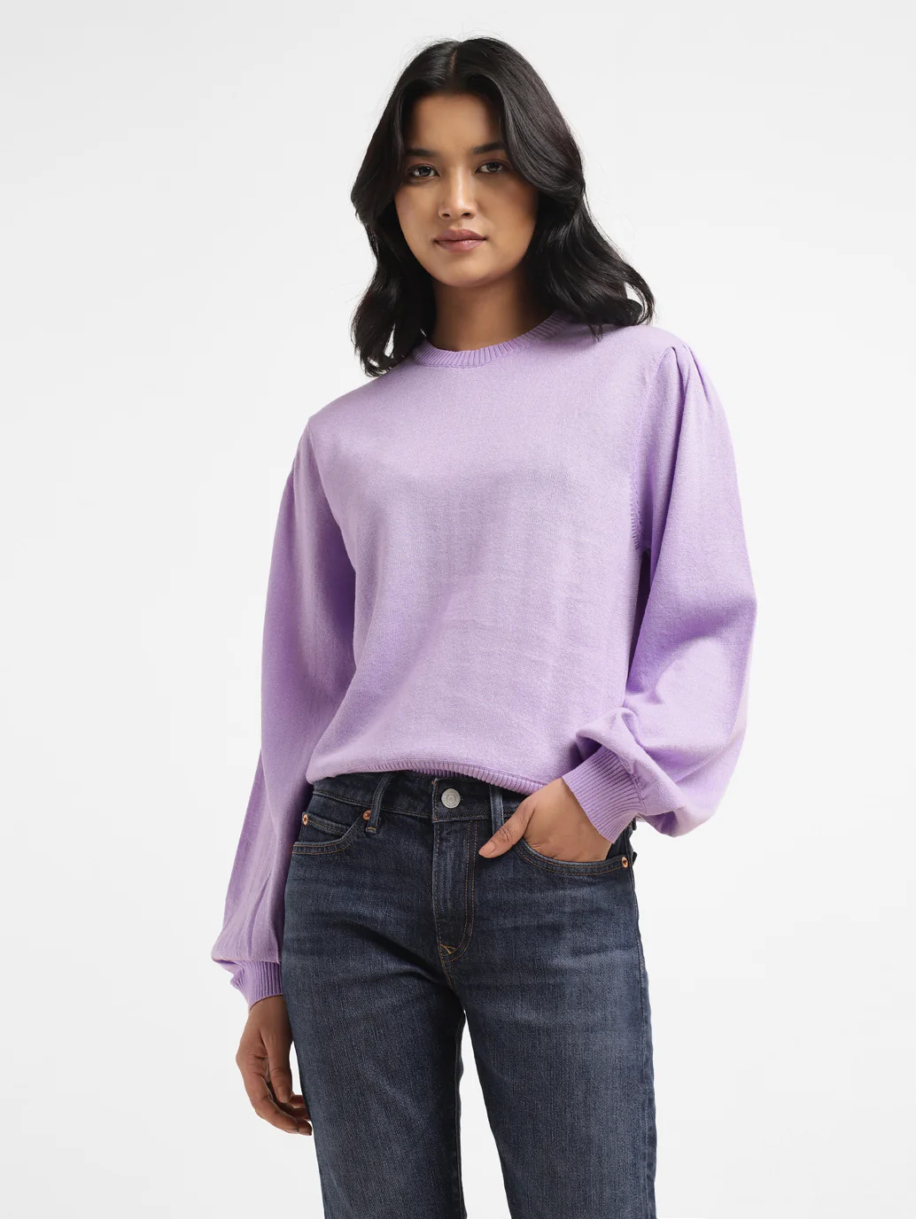 Women's Solid Crew Neck Sweater - Image 8
