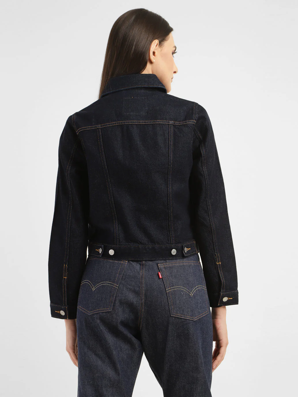 Women's Solid Spread Collar Denim Jacket - Image 3