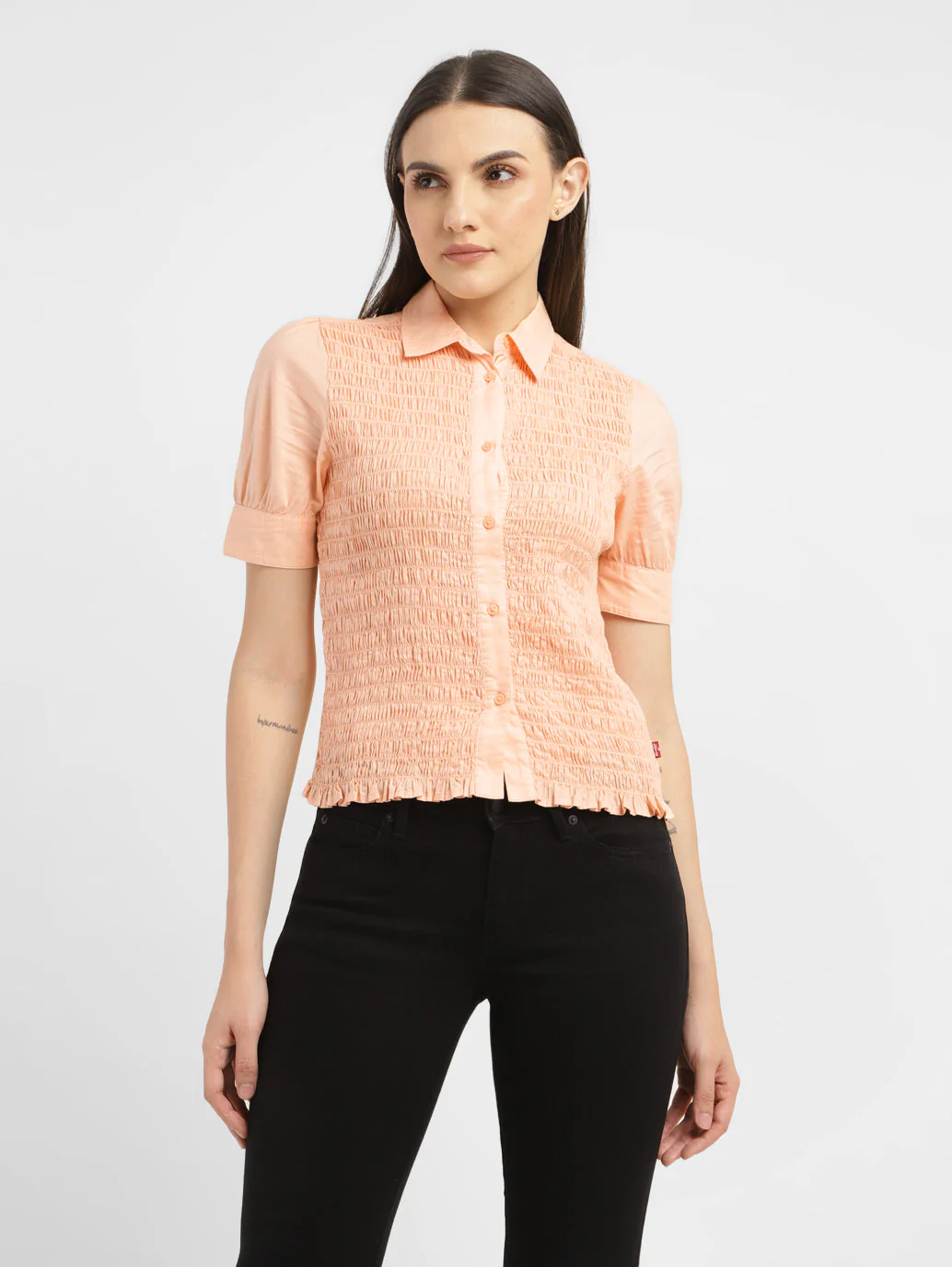 Women's Textured Spread Collar Shirt - Image 2