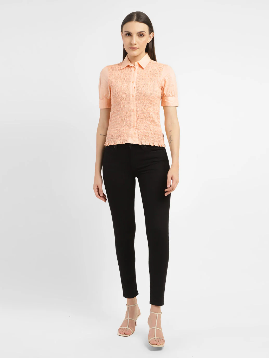 Women's Textured Spread Collar Shirt - Image 6