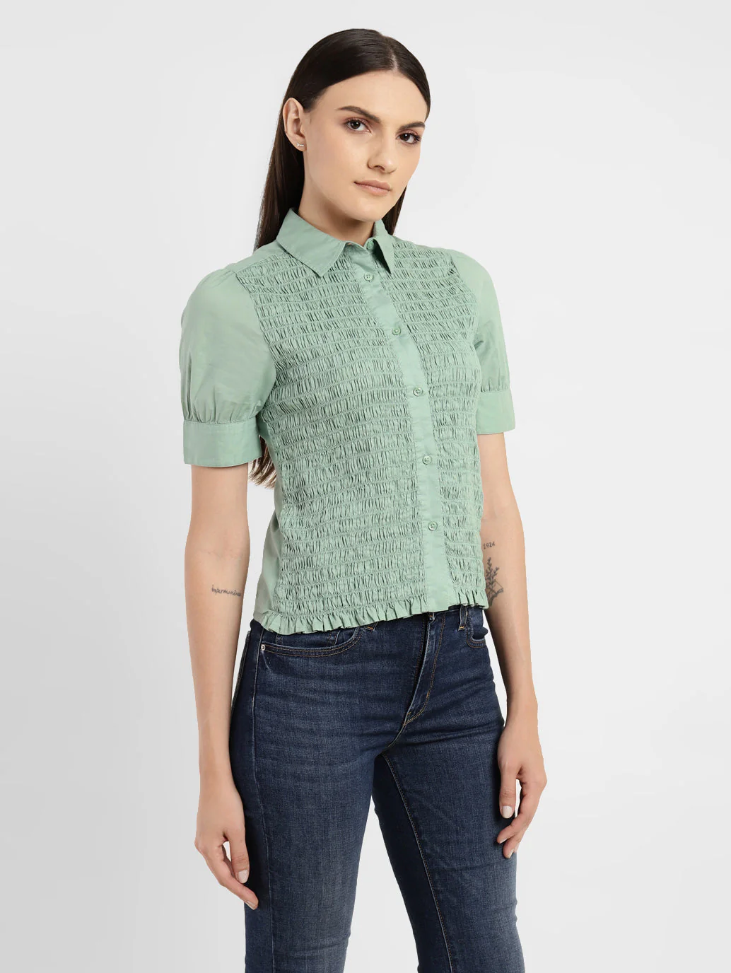Women's Textured Spread Collar Shirt - Image 4