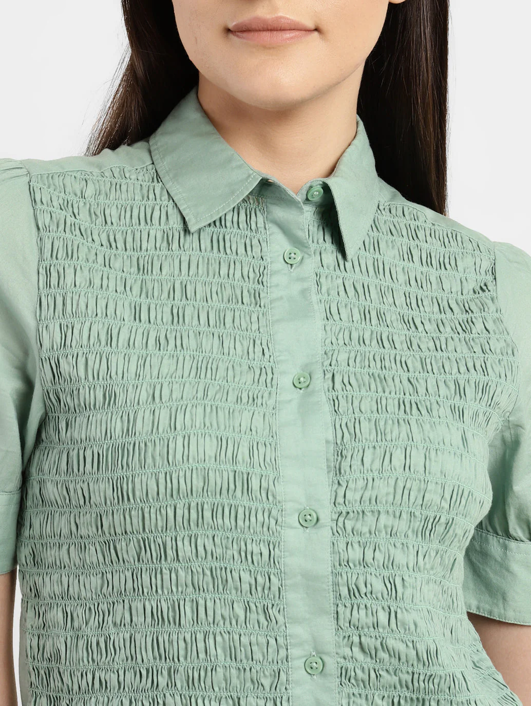 Women's Textured Spread Collar Shirt - Image 5