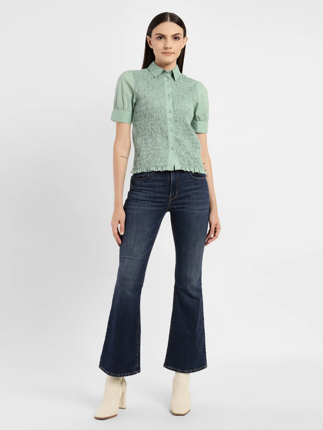 Women's Textured Spread Collar Shirt - Image 6