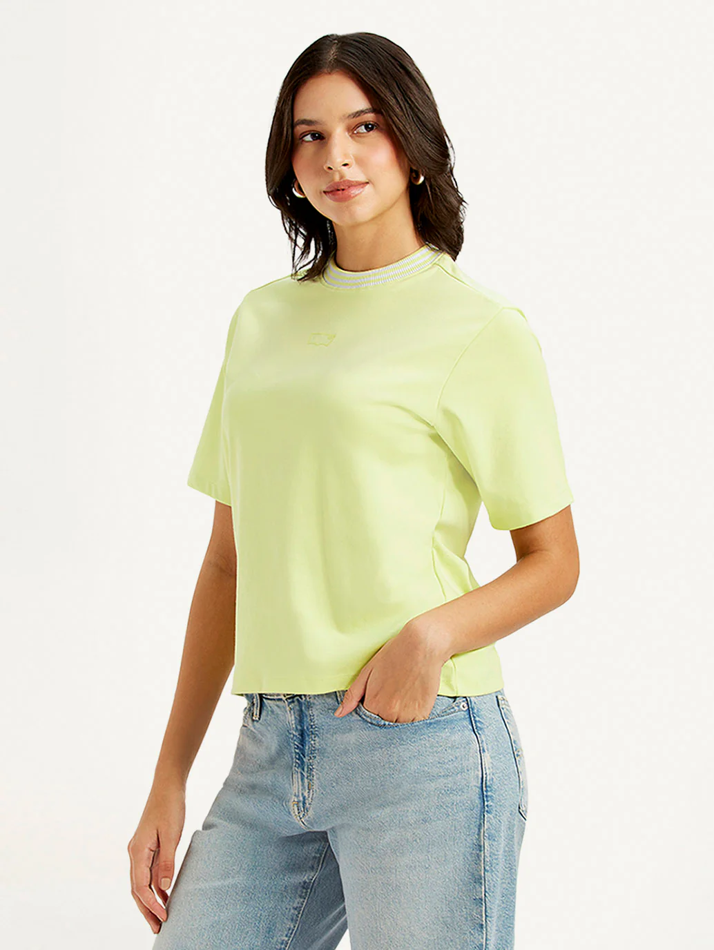 Women's Solid Collar Neck T-shirt - Image 5